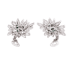 Boucles d'oreilles en or blanc, émeraudes et diamants - Castafiore