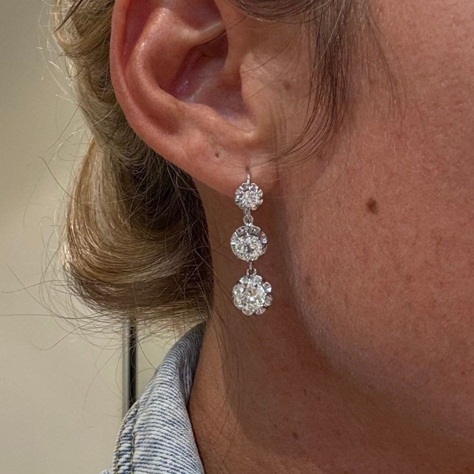 Boucles d'oreilles en or blanc et diamants - Castafiore