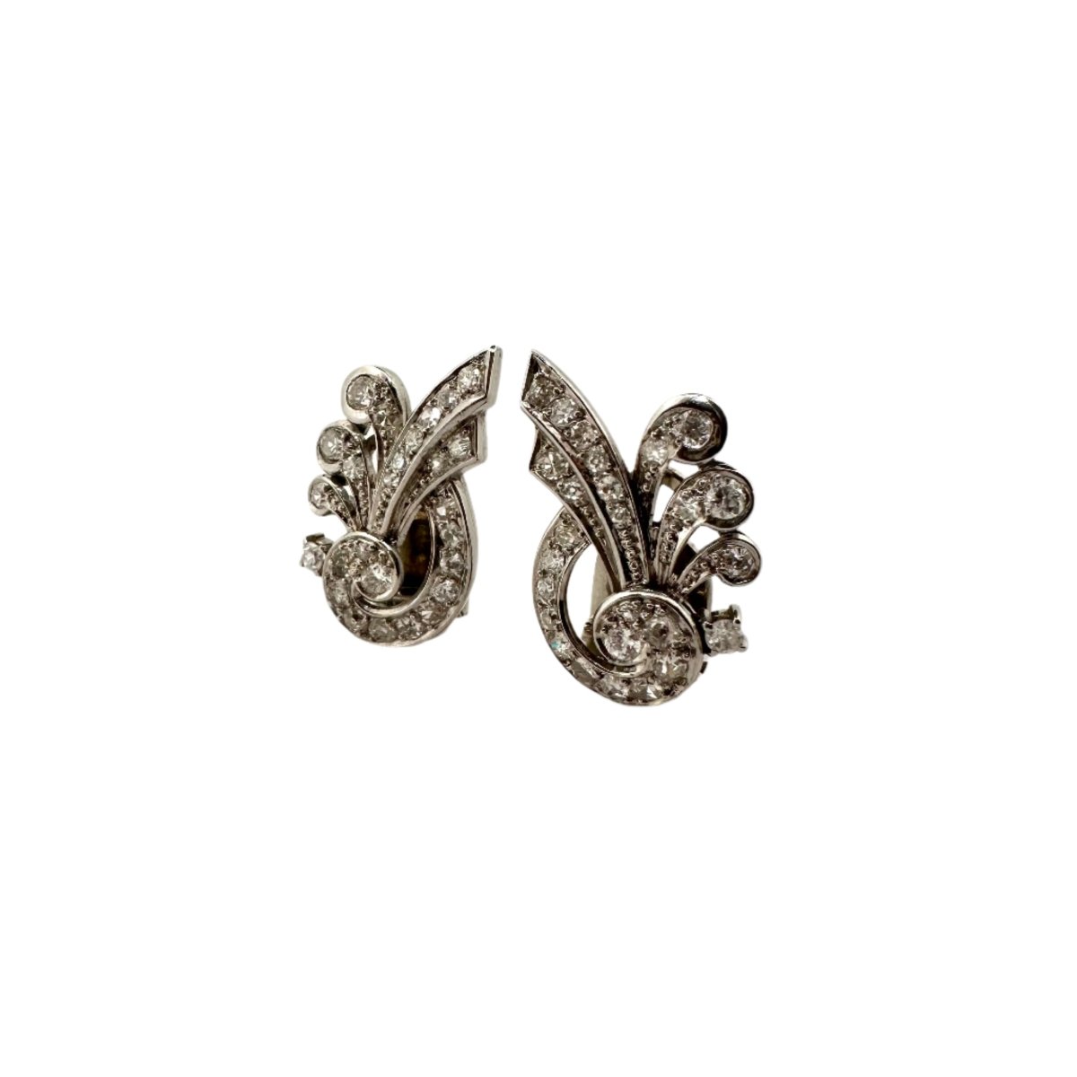 Boucles d'oreilles en or blanc et diamants - Castafiore