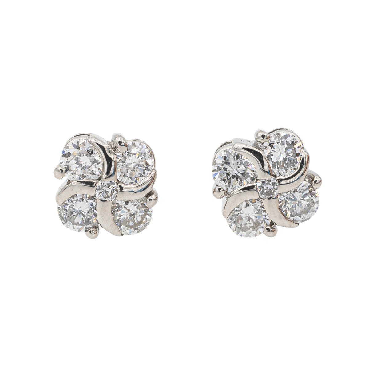 Boucles d'oreilles en or blanc et diamants - Castafiore