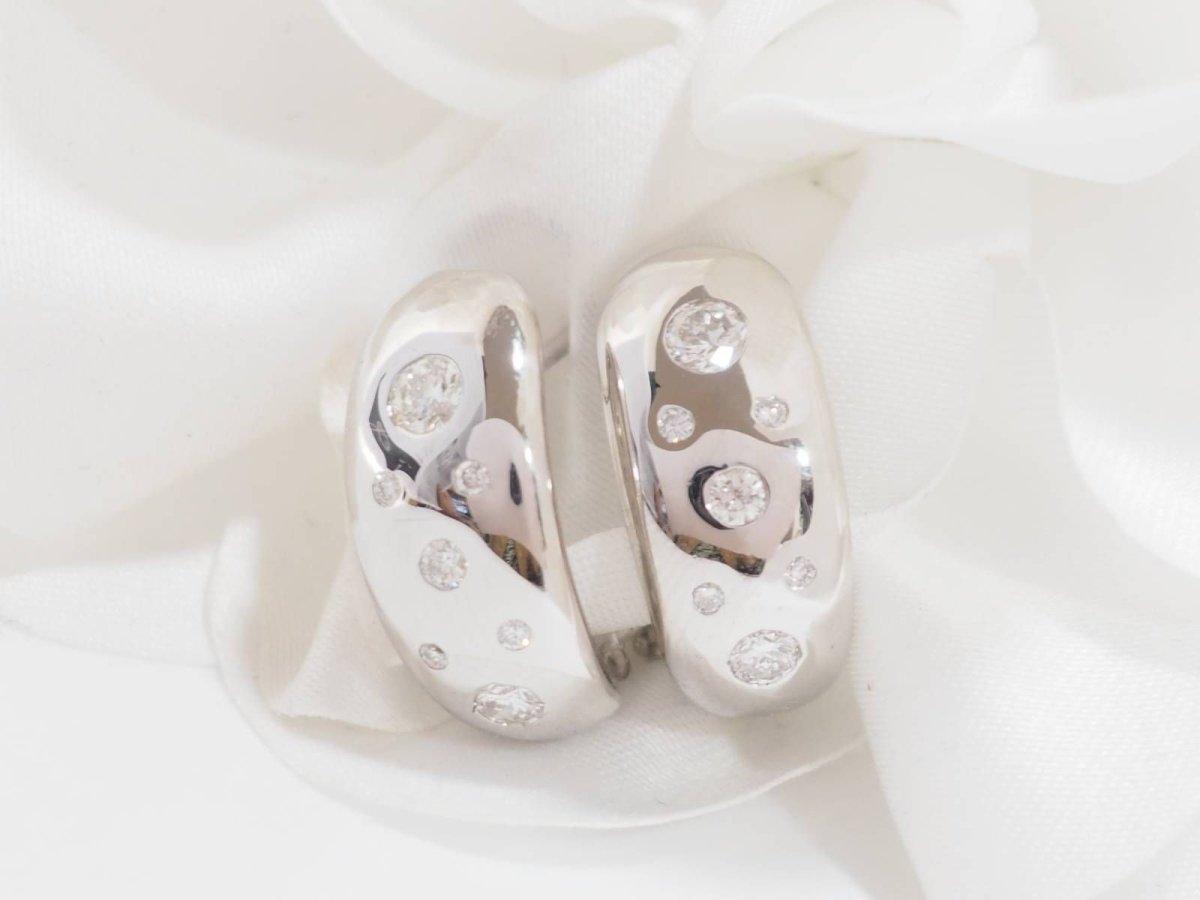 Boucles d'Oreilles En Or Blanc Et Diamants - Castafiore