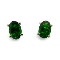 Boucles d'oreilles en or blanc et grenats tsavorites - Castafiore