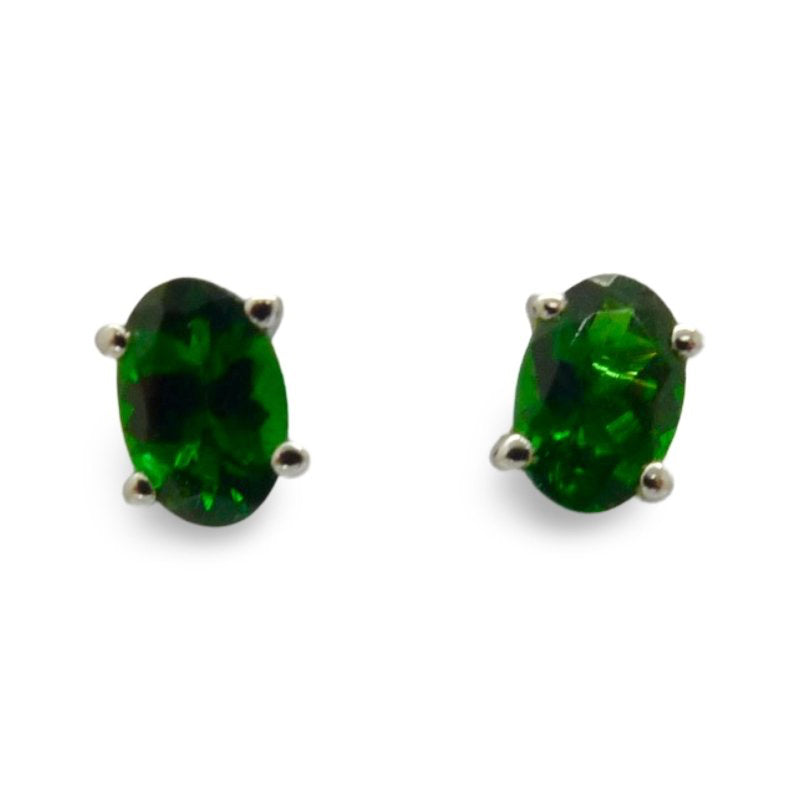 Boucles d'oreilles en or blanc et grenats tsavorites - Castafiore