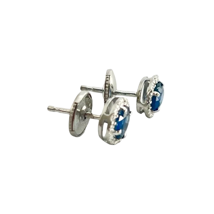 Boucles d'oreilles en or blanc et saphir - Castafiore