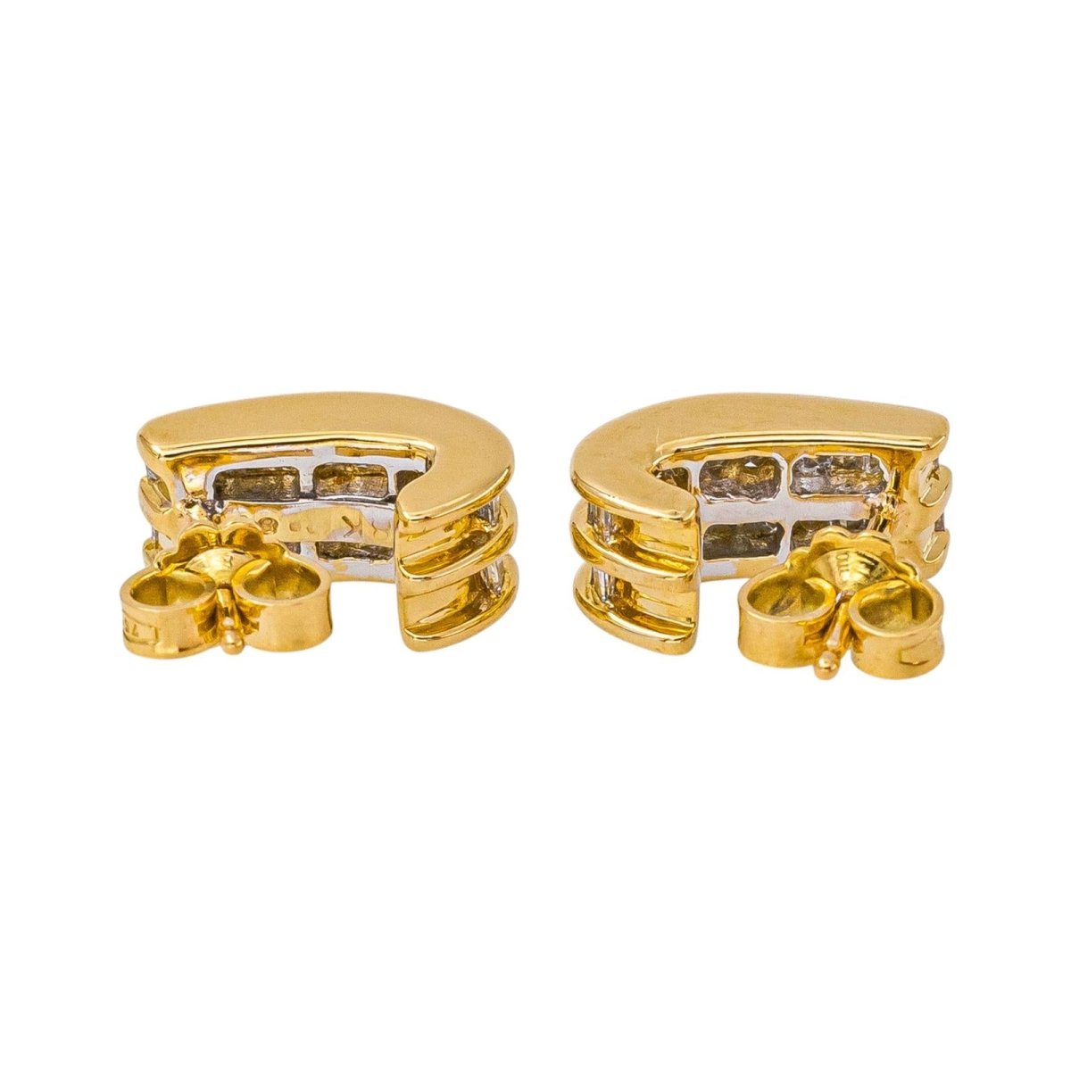 Boucles d'oreilles en or blanc, or jaune et diamants - Castafiore