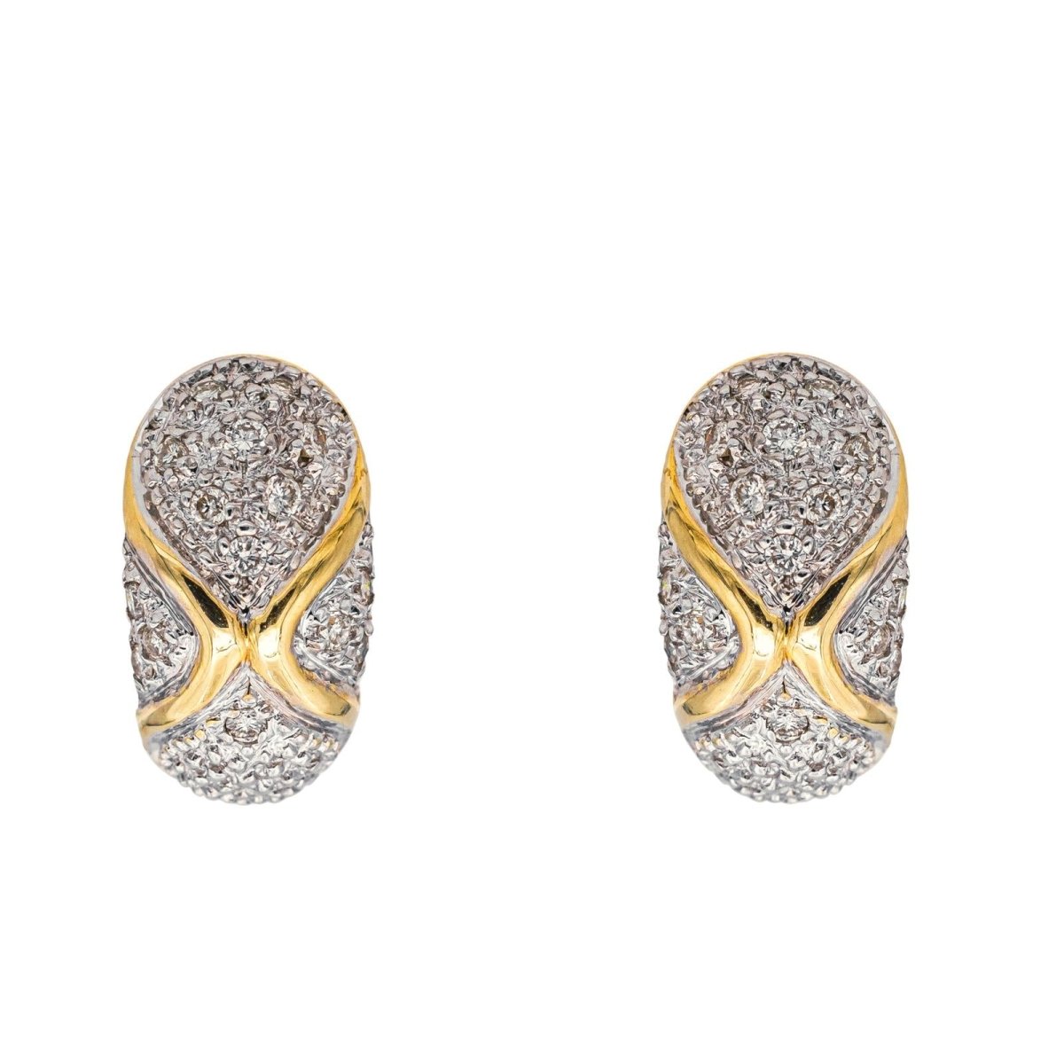 Boucles d'oreilles en or blanc, or jaune et diamants - Castafiore