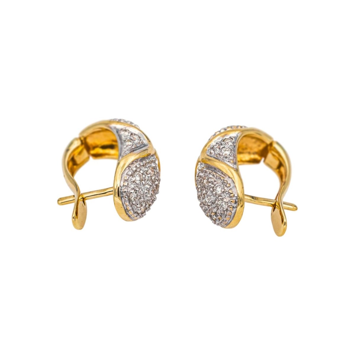 Boucles d'oreilles en or blanc, or jaune et diamants - Castafiore