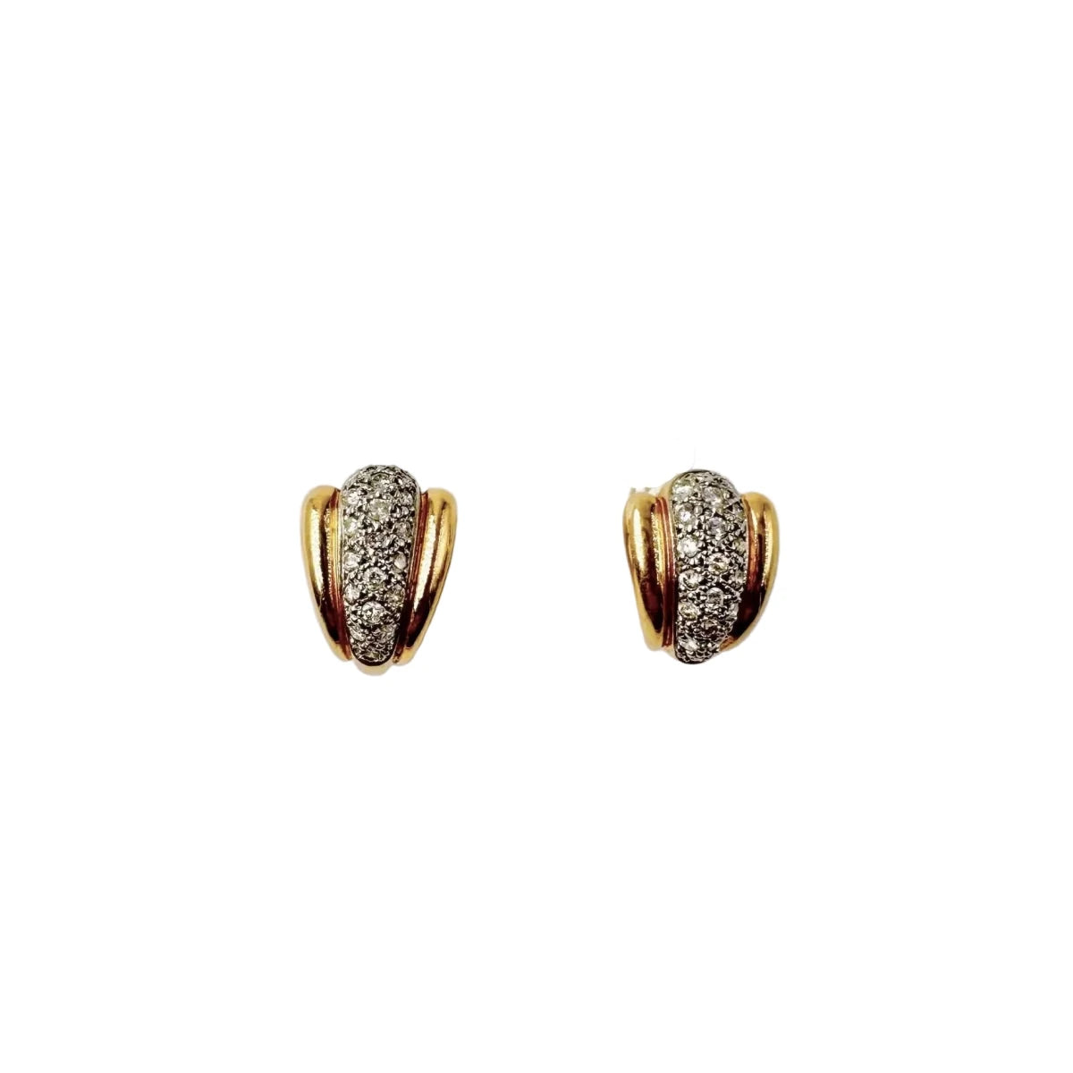 Boucles d'oreilles en or blanc, or jaune et diamants - Castafiore