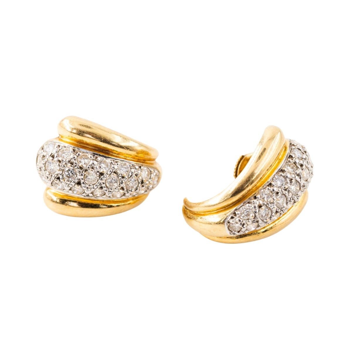 Boucles d'oreilles en or blanc, or jaune et diamants - Castafiore