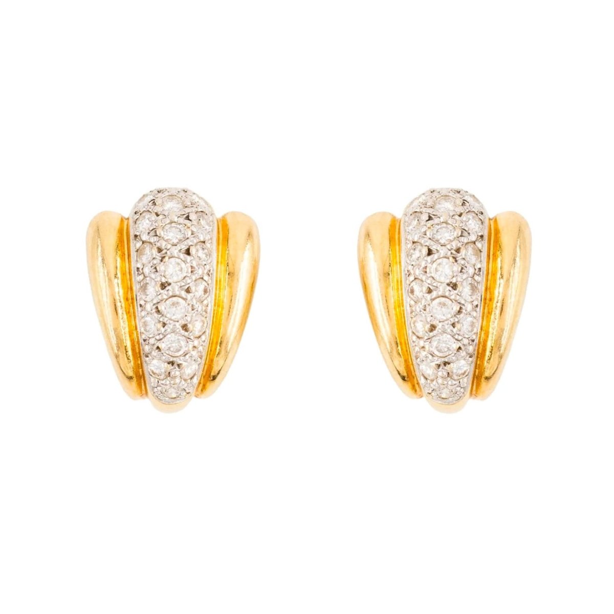 Boucles d'oreilles en or blanc, or jaune et diamants - Castafiore