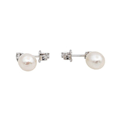 Boucles d'oreilles en or blanc, perles et diamants - Castafiore