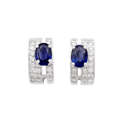 Boucles d'oreilles en or blanc, saphir et diamants - Castafiore