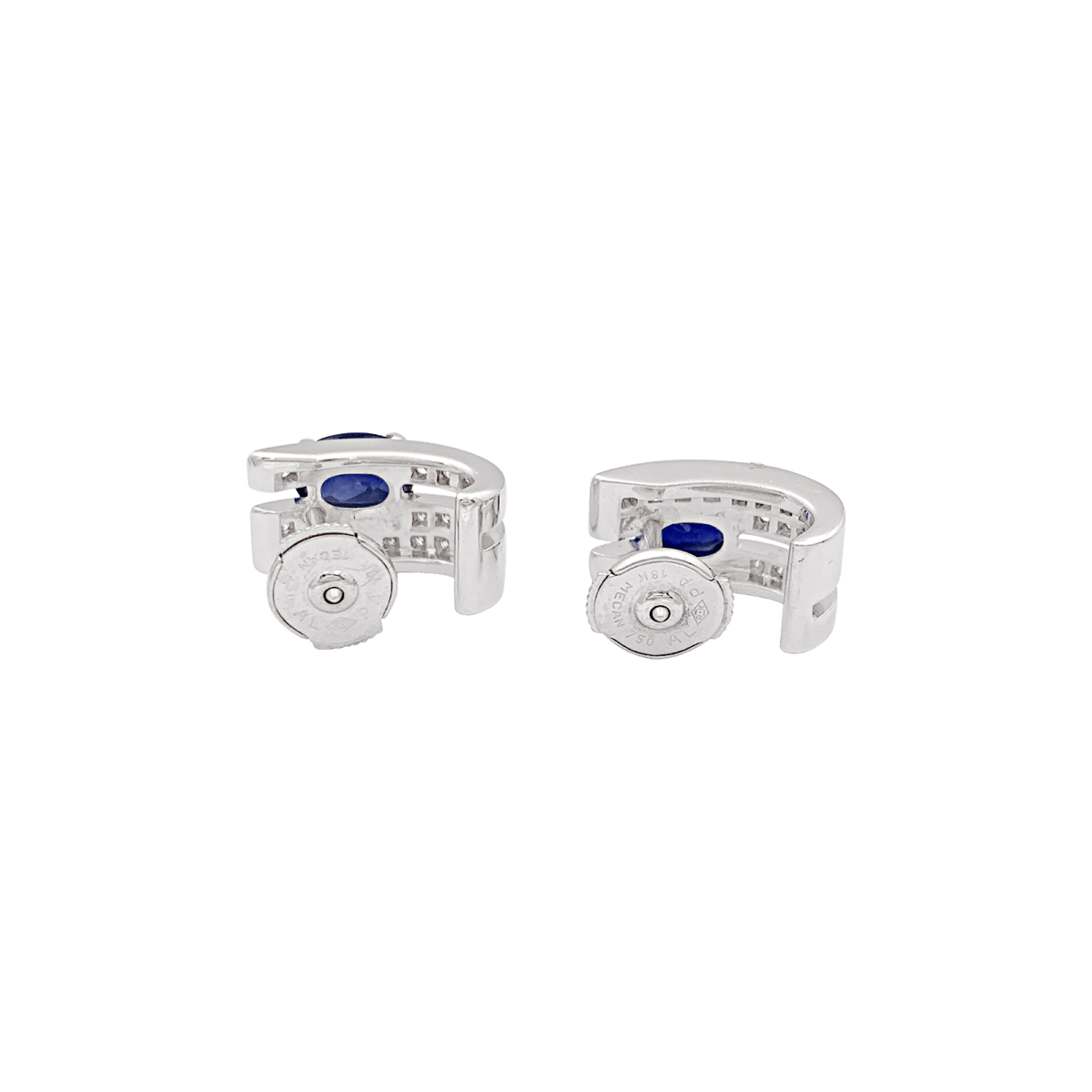 Boucles d'oreilles en or blanc, saphir et diamants - Castafiore