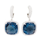 Boucles d'oreilles en or blanc, topaze bleue et diamants - Castafiore