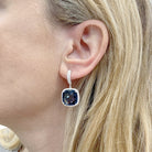 Boucles d'oreilles en or blanc, topaze bleue et diamants - Castafiore