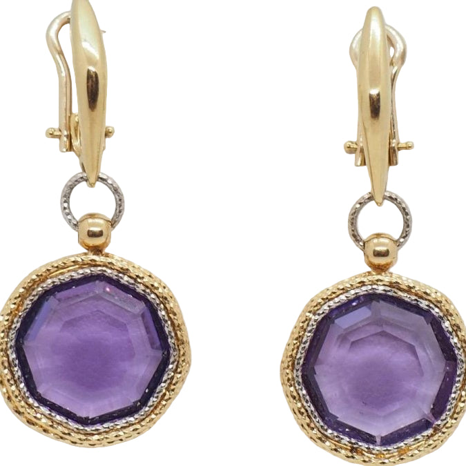 Boucles d'oreilles en or deux tons et améthystes - Castafiore