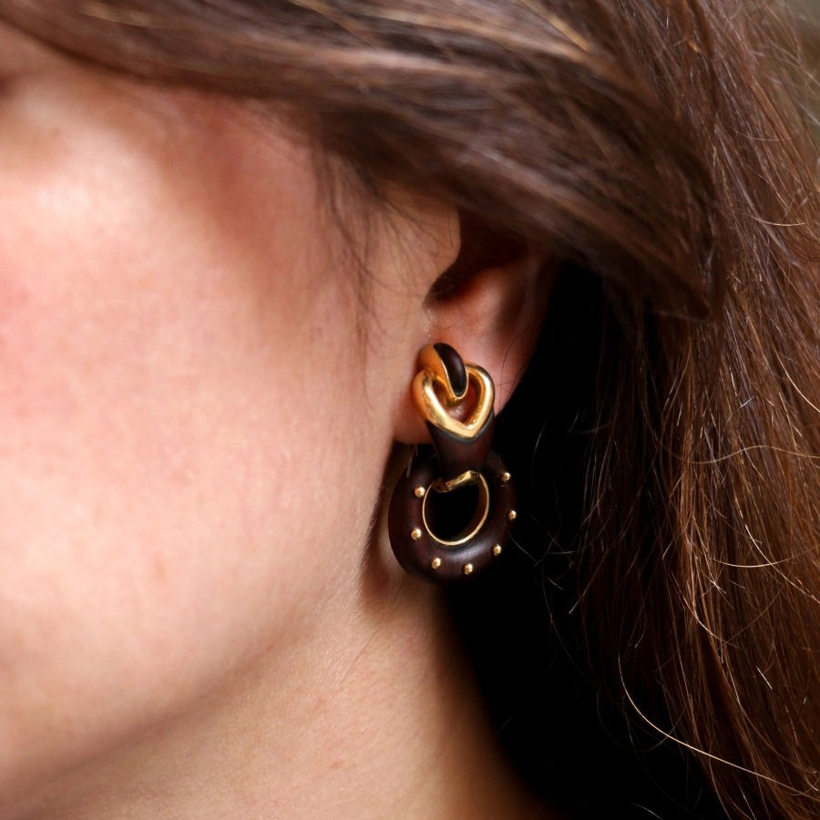 Boucles d’oreilles en or et Bois d’amourette - Castafiore