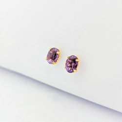 Boucles d'oreilles en or jaune 18 carats et améthystes - Castafiore