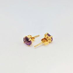 Boucles d'oreilles en or jaune 18 carats et améthystes - Castafiore