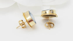 Boucles d'oreilles en or jaune 18kt 750 et camée sur onyx - Castafiore