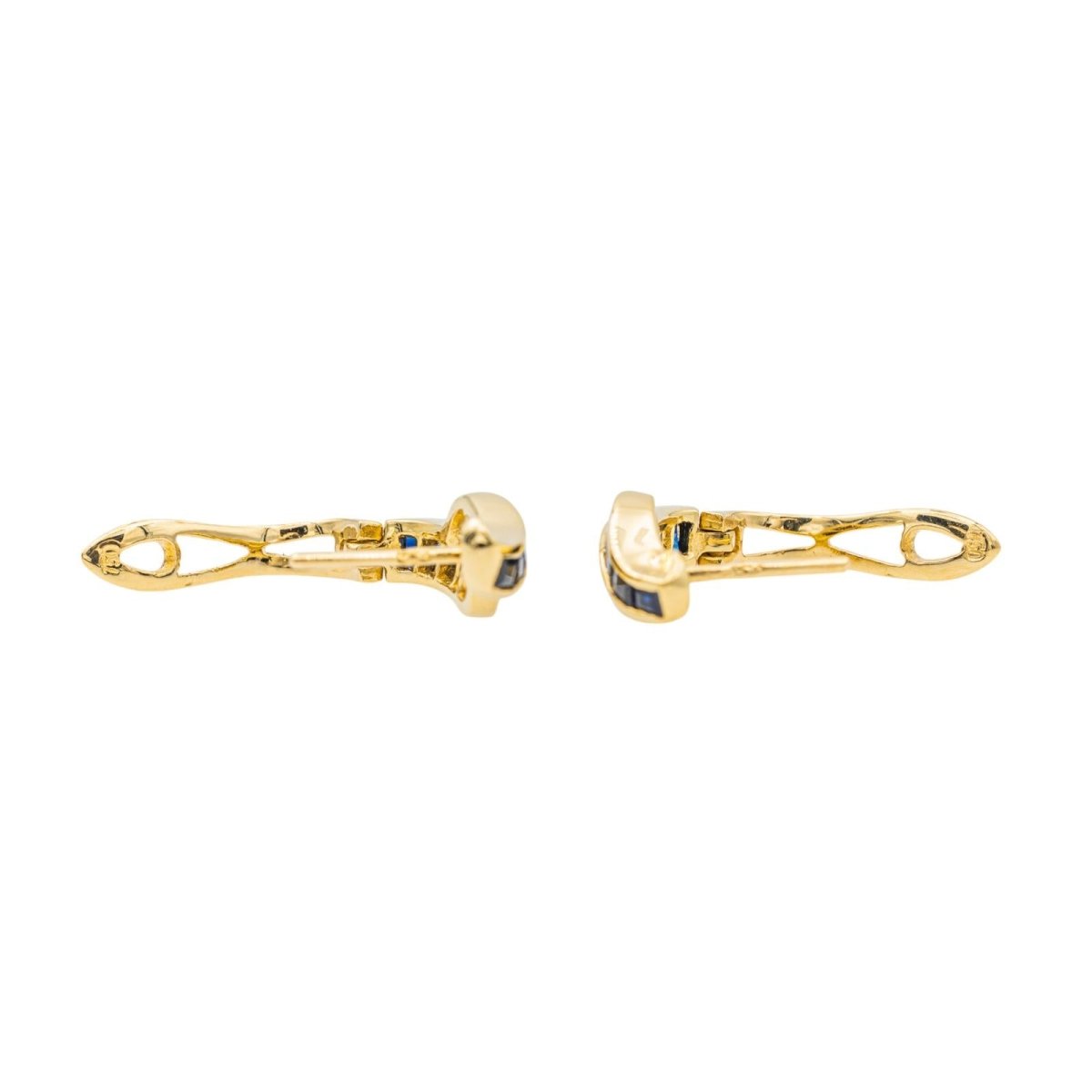 Boucles d'oreilles en or jaune avec saphirs et diamants - Castafiore
