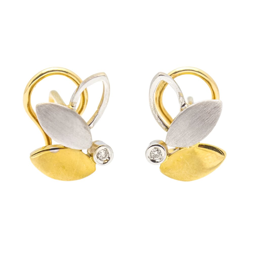 Boucles d'oreilles en or jaune, blanc et diamants - Castafiore