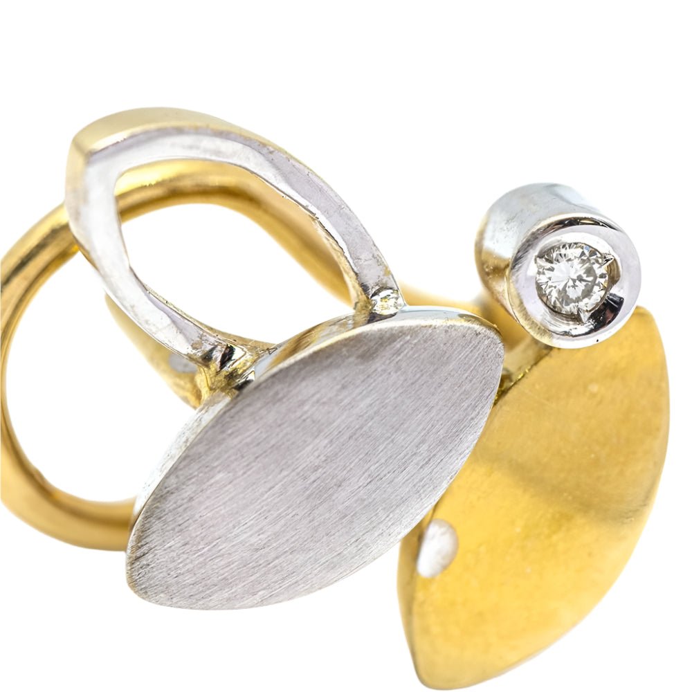 Boucles d'oreilles en or jaune, blanc et diamants - Castafiore