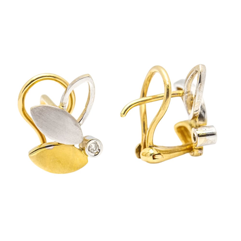 Boucles d'oreilles en or jaune, blanc et diamants - Castafiore