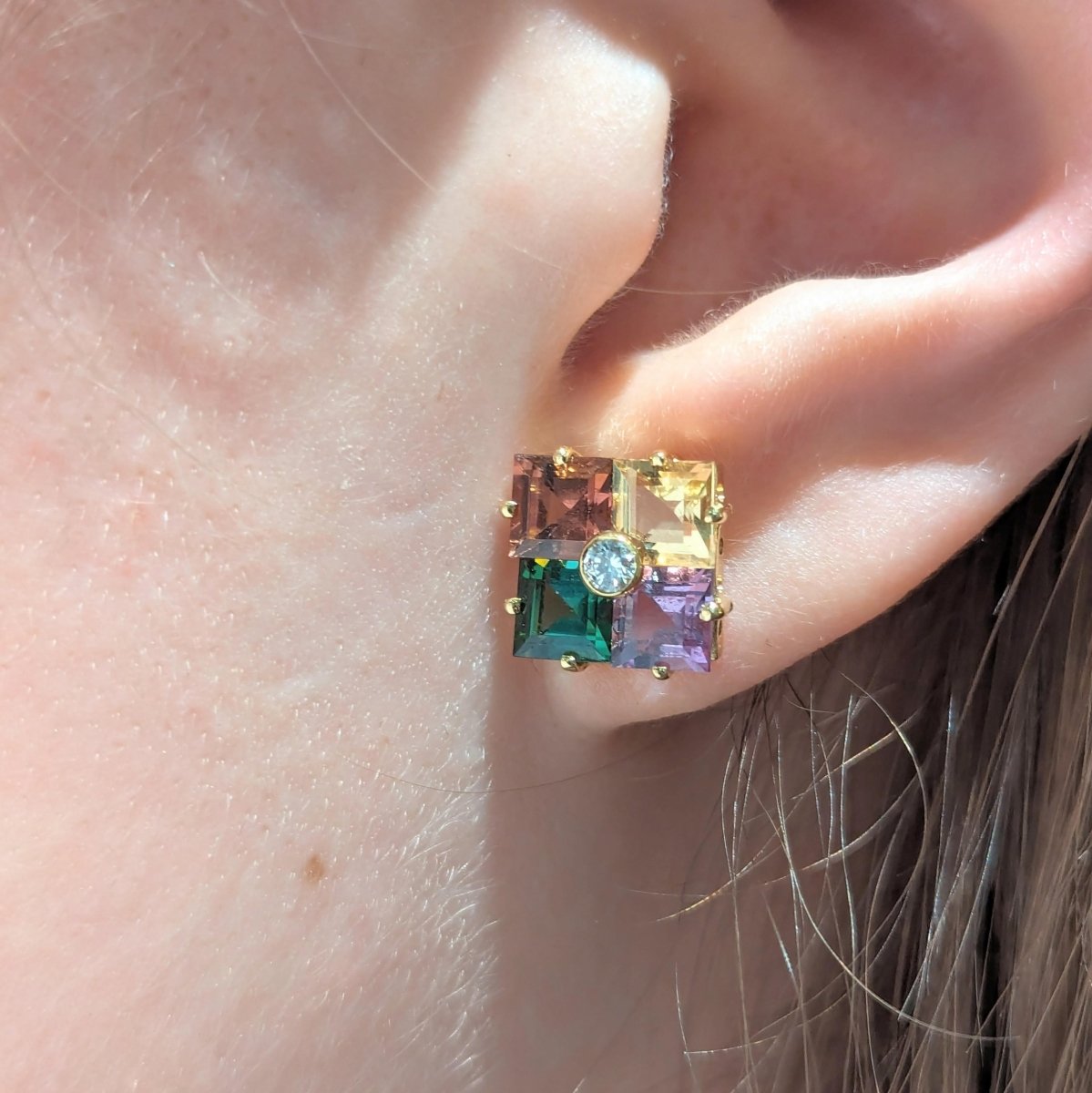 Boucles d'oreilles en or jaune colorées - Castafiore