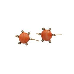 Boucles d'oreilles en or jaune, corail et perles - Castafiore