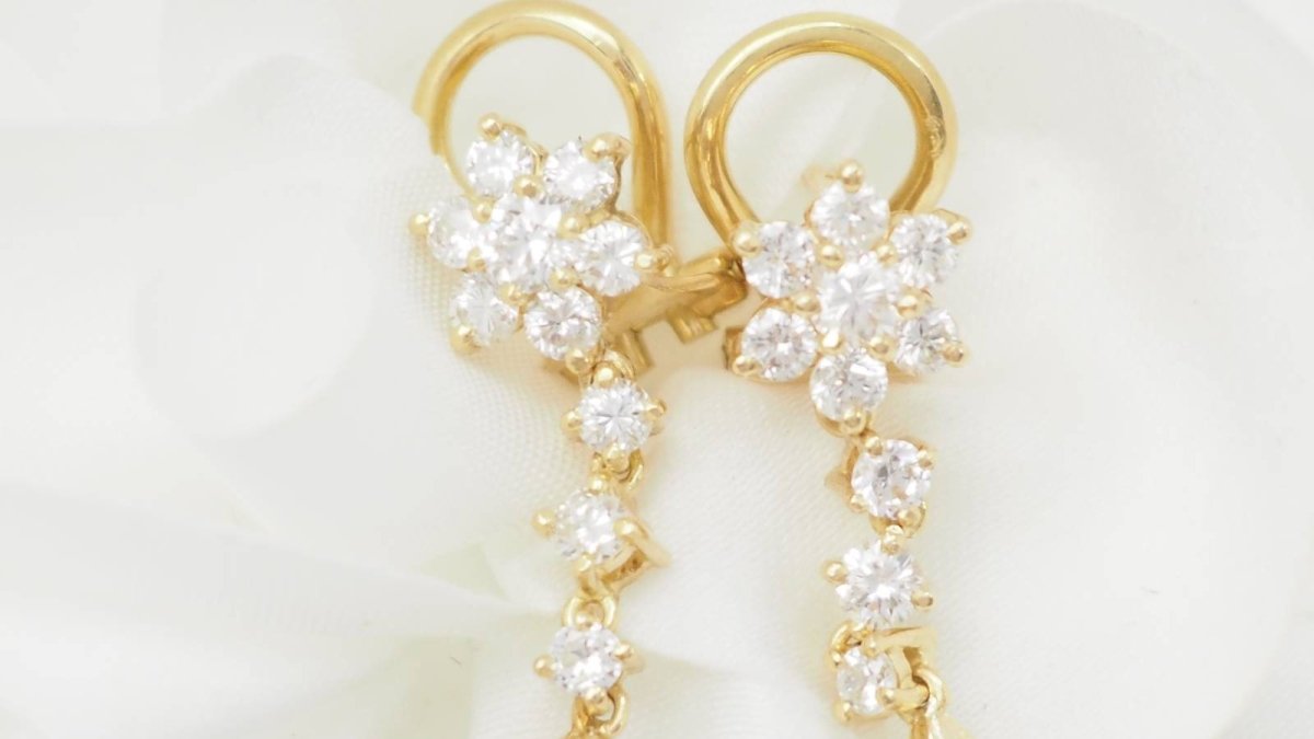 Boucles d'oreilles en or jaune, Diamants et perles de Tahiti - Castafiore