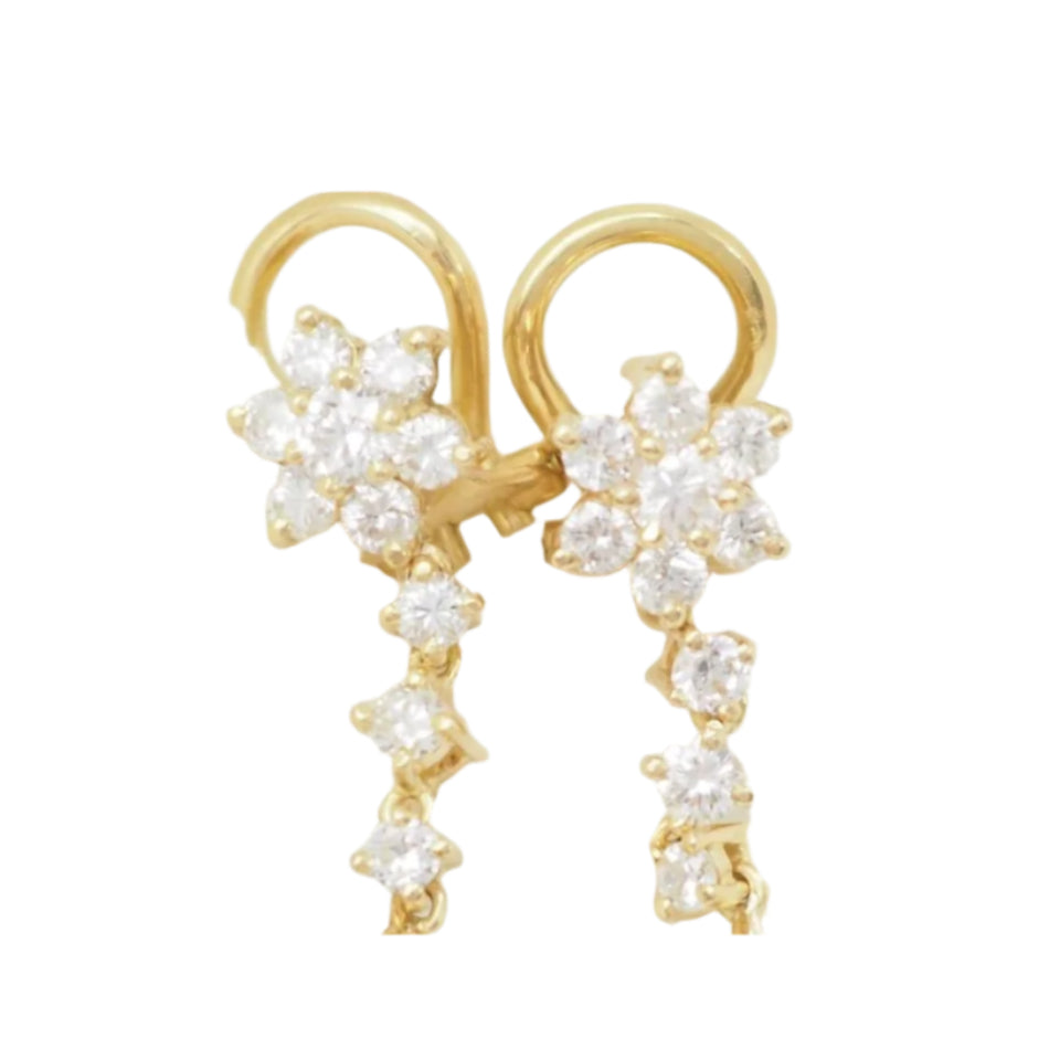 Boucles d'oreilles en or jaune, Diamants et perles de Tahiti - Castafiore