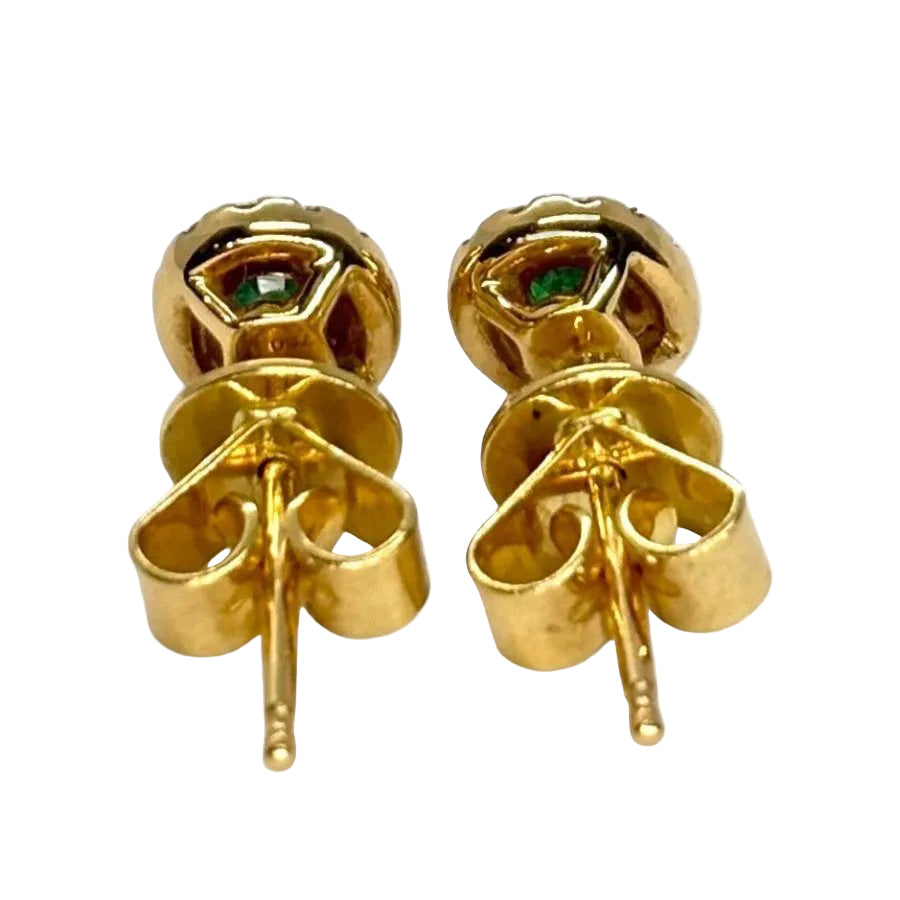 Boucles d'oreilles en or jaune émeraude et diamants - Castafiore