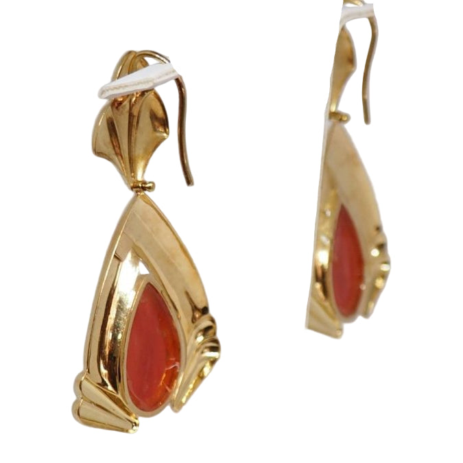 Boucles d'oreilles en or jaune et corail - Castafiore