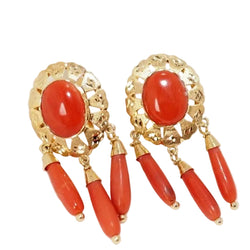 Boucles d'oreilles en or jaune et corail - Castafiore