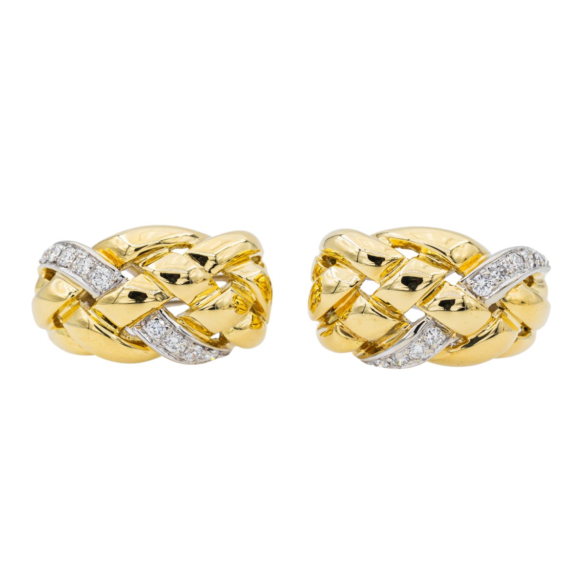 Boucles d'oreilles en or jaune et diamants - Castafiore