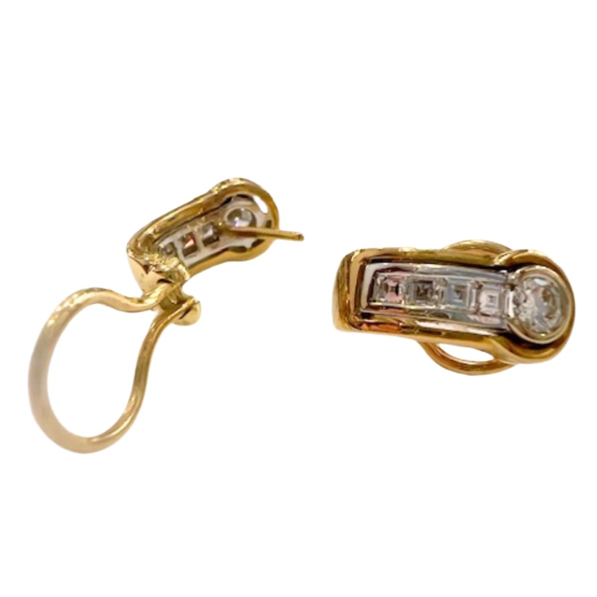 Boucles d'oreilles en or jaune et diamants - Castafiore