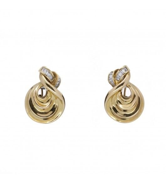 Boucles d'oreilles en or jaune et diamants - Castafiore