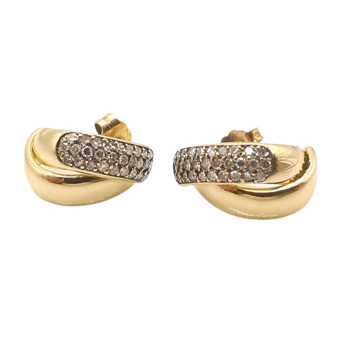 Boucles d'oreilles en or jaune et diamants - Castafiore