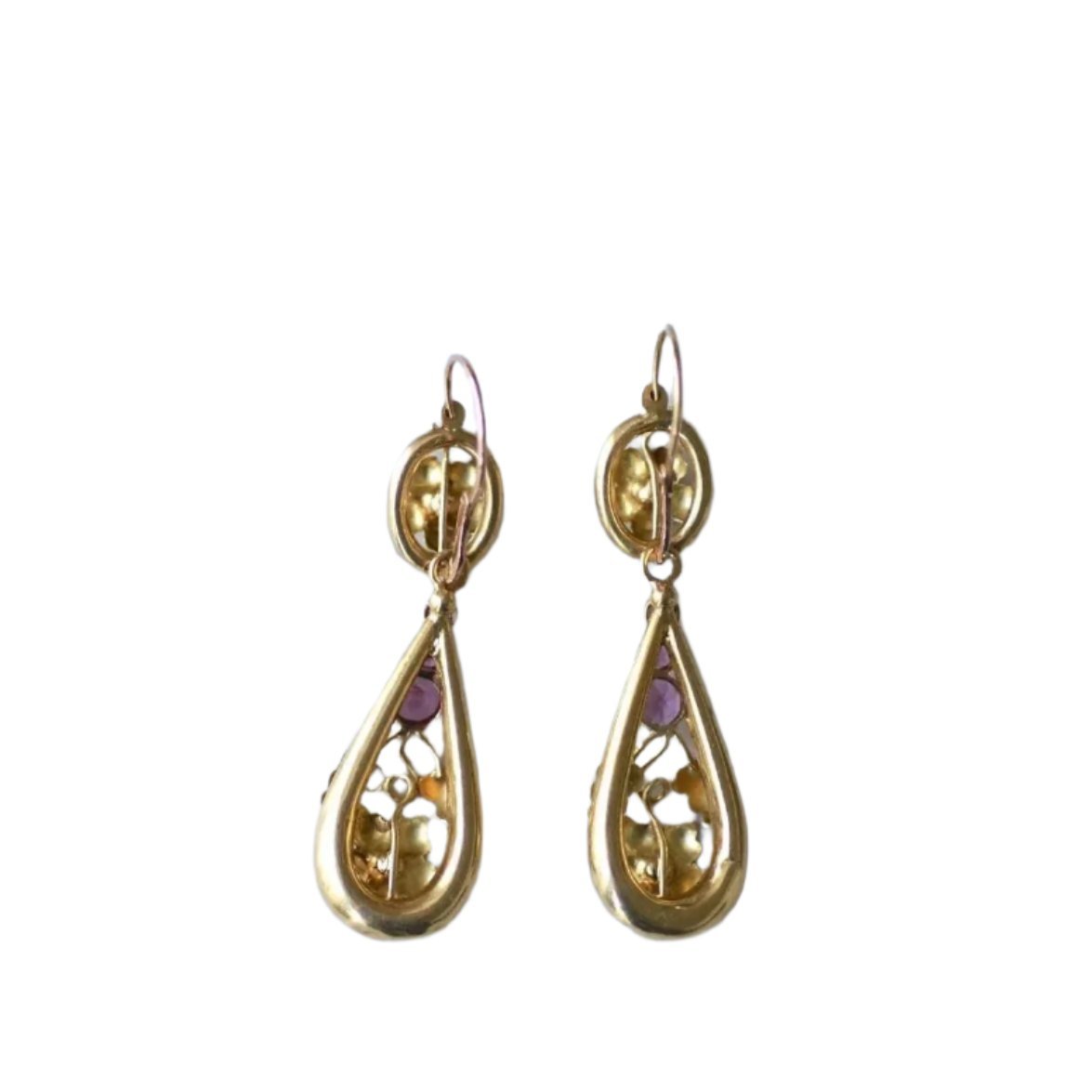 Boucles d'oreilles en or jaune et grenats - Castafiore