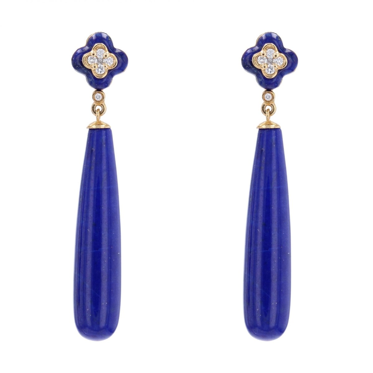 Boucles d'oreilles en or jaune et lapis lazuli - Castafiore