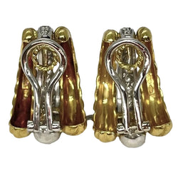 Boucles d'oreilles en or jaune et or blanc diamants - Castafiore