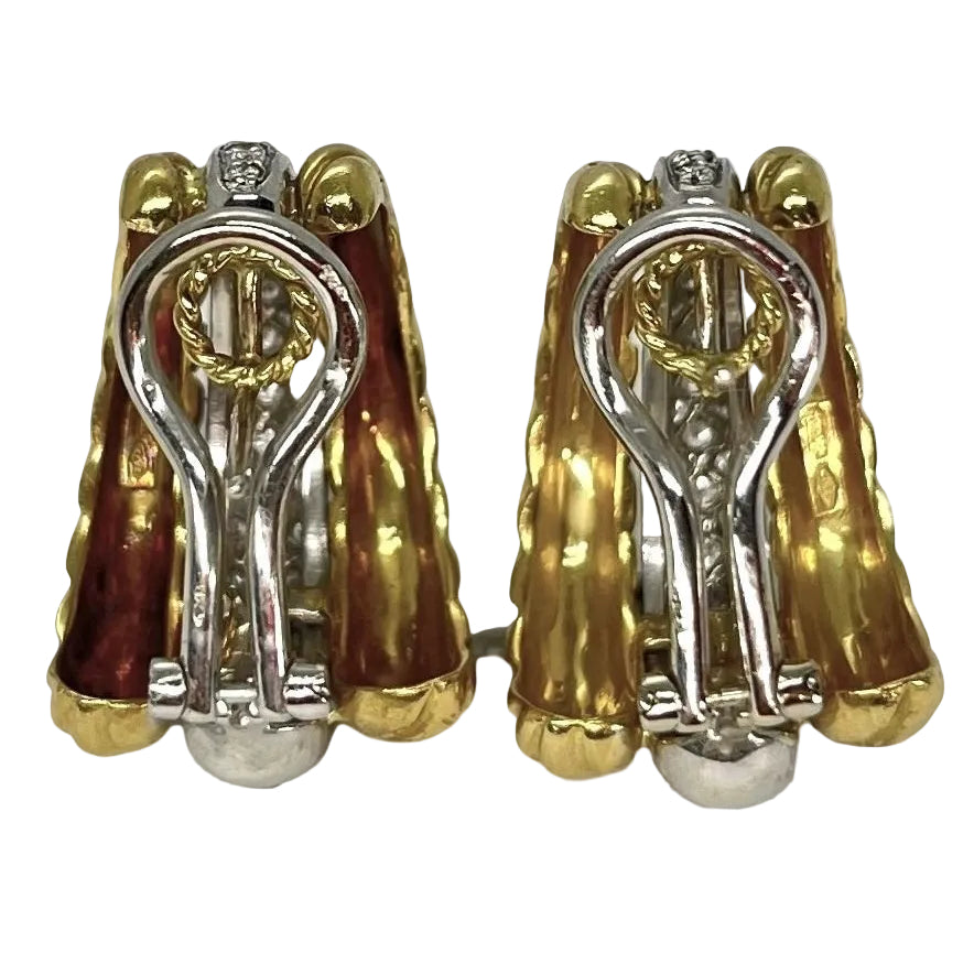 Boucles d'oreilles en or jaune et or blanc diamants - Castafiore