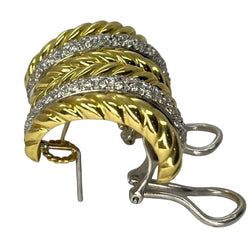 Boucles d'oreilles en or jaune et or blanc diamants - Castafiore