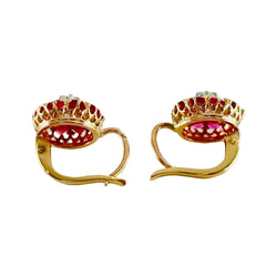 Boucles d'oreilles en or jaune et or rose diamants grenats rubis - Castafiore