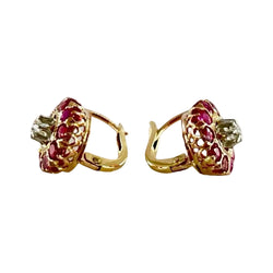 Boucles d'oreilles en or jaune et or rose diamants grenats rubis - Castafiore