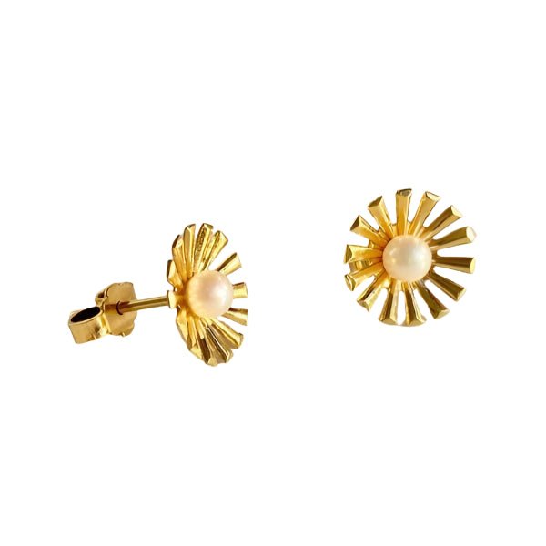 Boucles d'oreilles en or jaune et perles - Castafiore