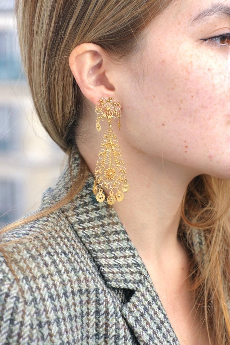 Boucles d'oreilles en or jaune filigrané - Castafiore