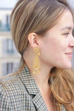 Boucles d'oreilles en or jaune filigrané - Castafiore