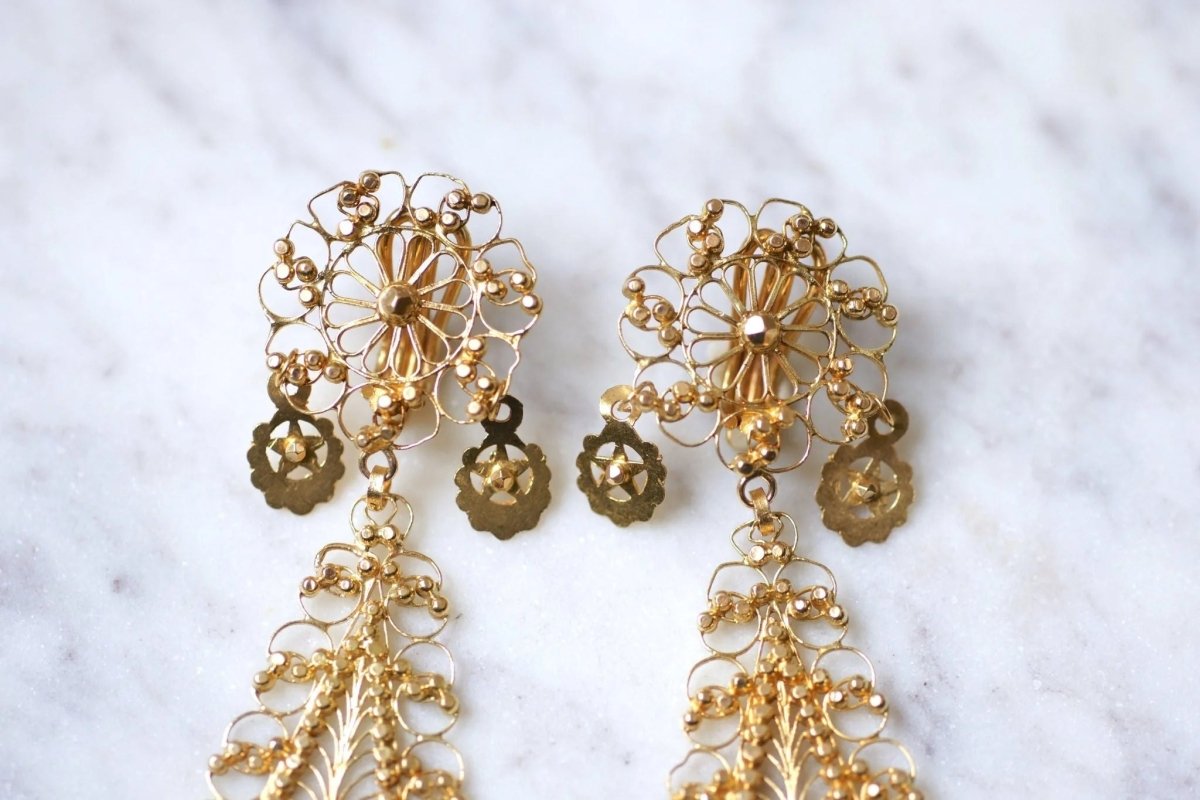 Boucles d'oreilles en or jaune filigrané - Castafiore